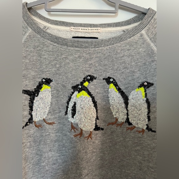 American Eagle Penguin Sequin Crewneck Sweater - Picture 2 of 5